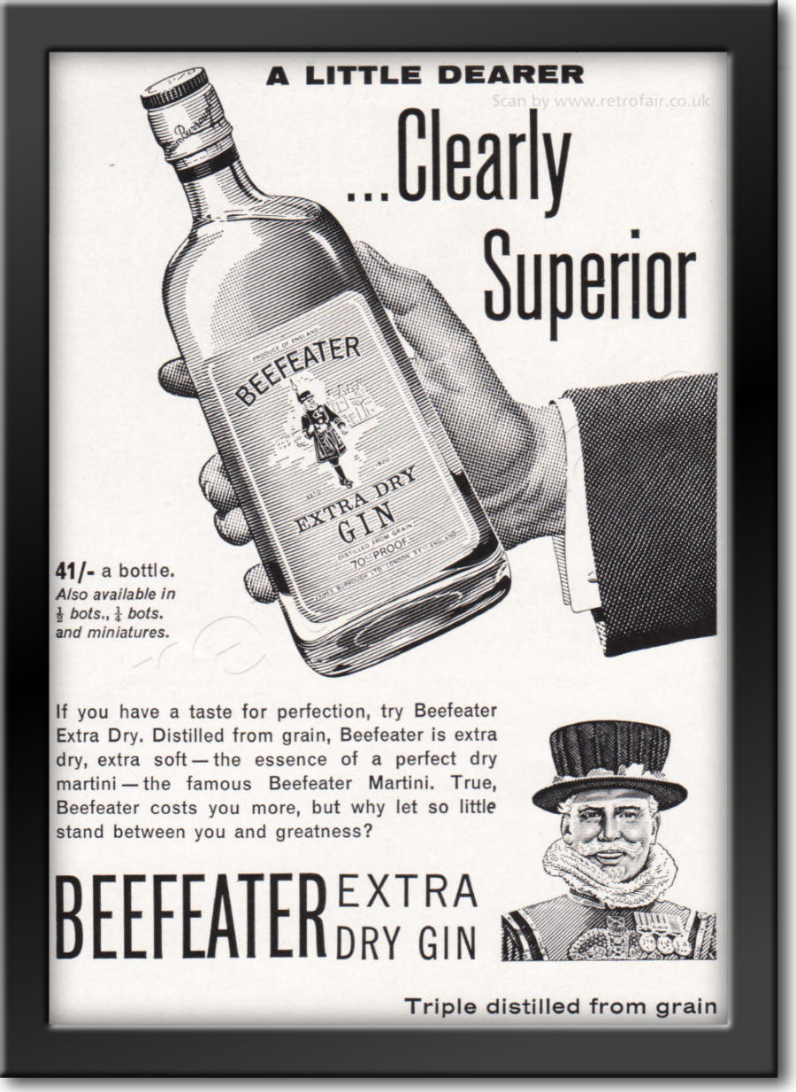 1963 Beefeater Gin - framed preview vintage ad