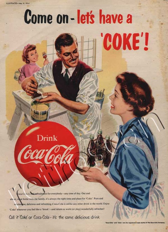 1954 Vintage Coca Cola Painting Ad - unframed