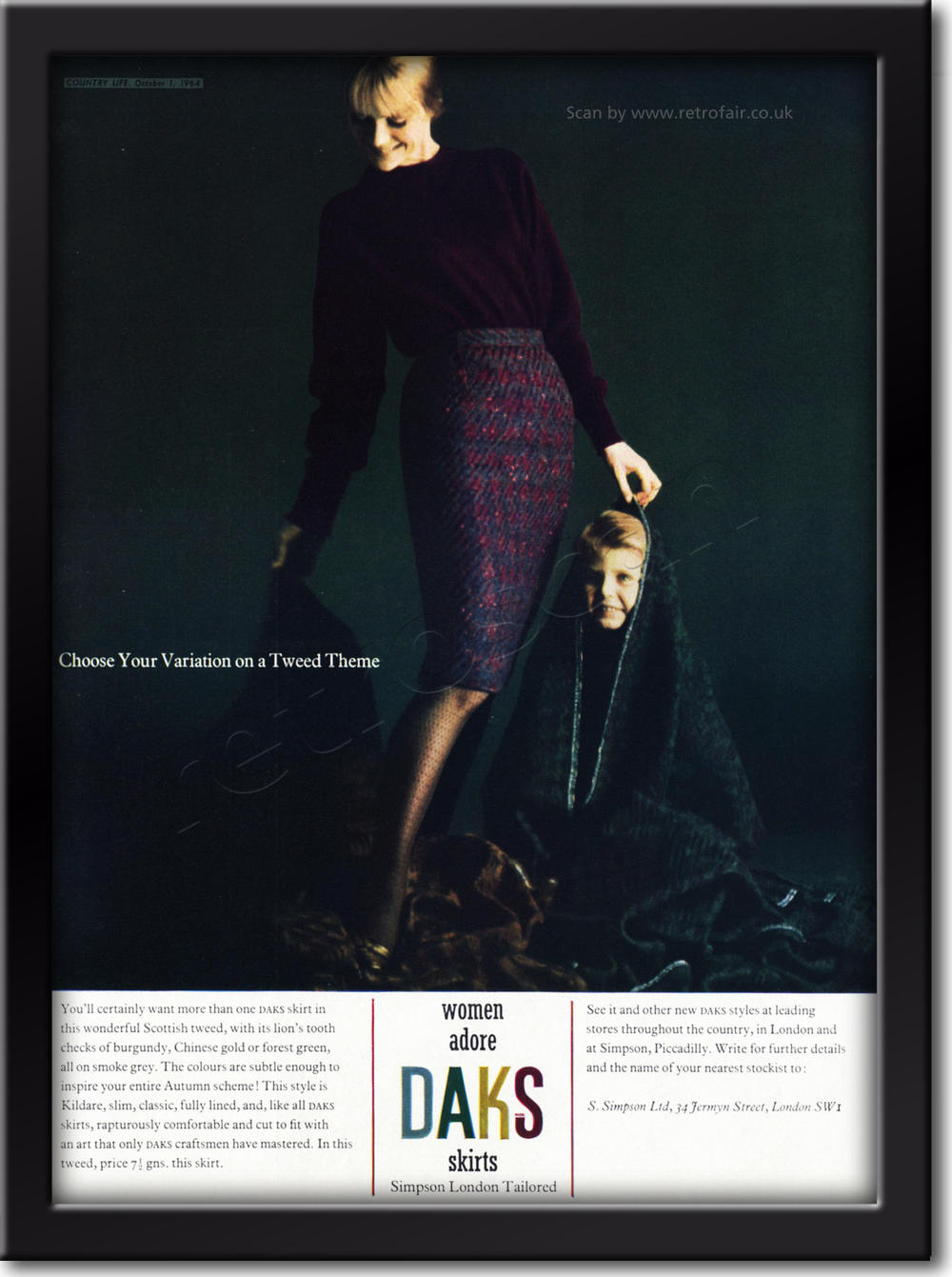 1964 vintage Daks Skirts ad