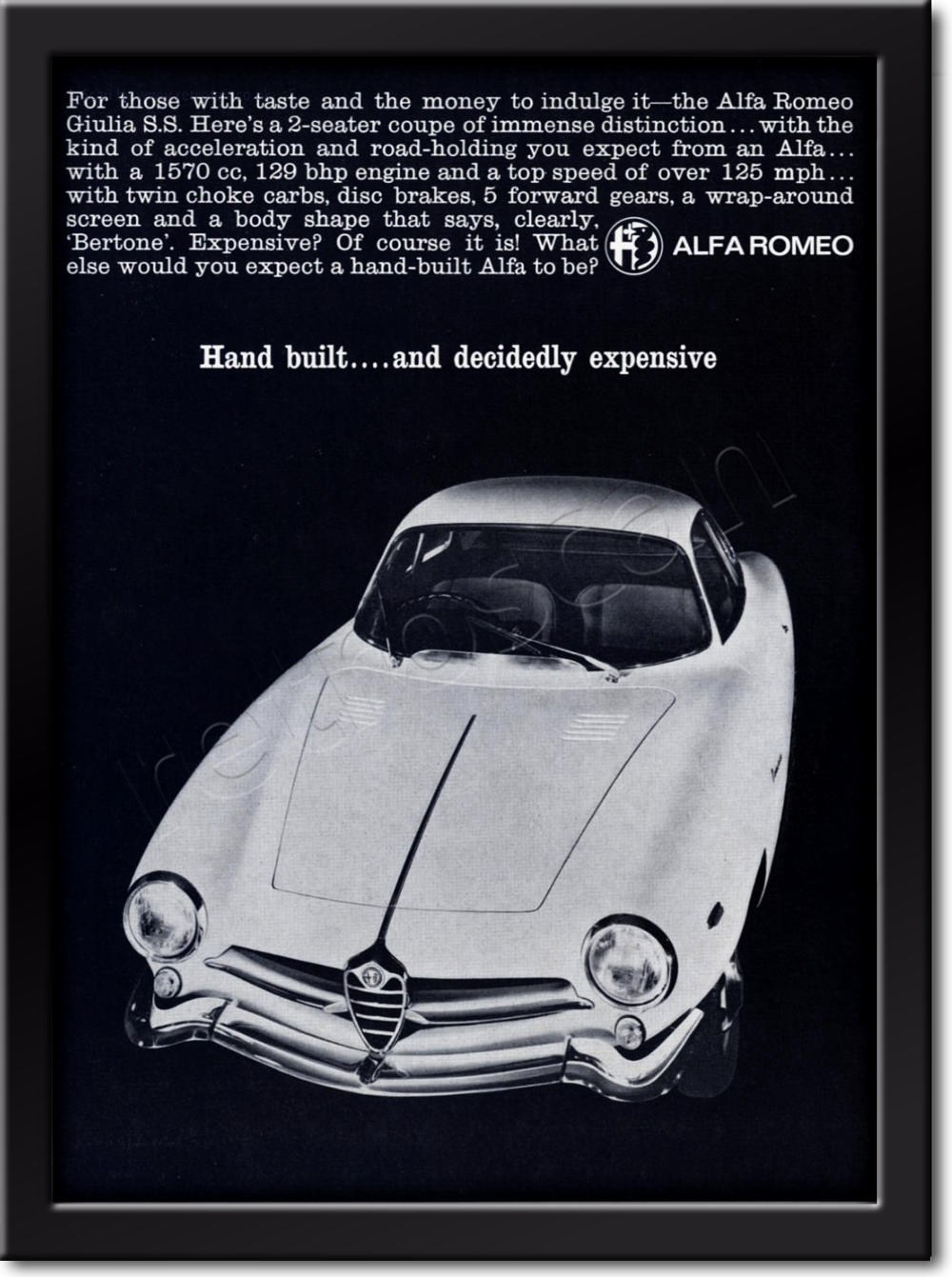 1965 vintage Alfa Romeo Giulia advert