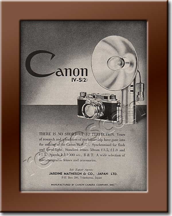 vintage 1954 Canon IV-S2 Camera ad
