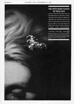  1961 De Beers Diamonds - unframed vintage ad