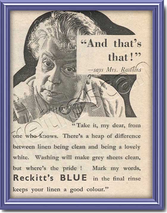 vintage 1947 Reckitt's Blue 