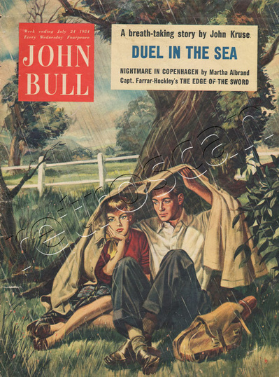 54 John Bull Vintage Magazine couple in the rain - unframed vintage magazine cover