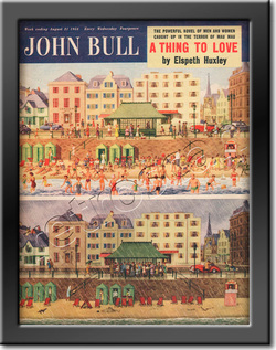1954 John Bull Beach Scene - framed vintage magazine cover