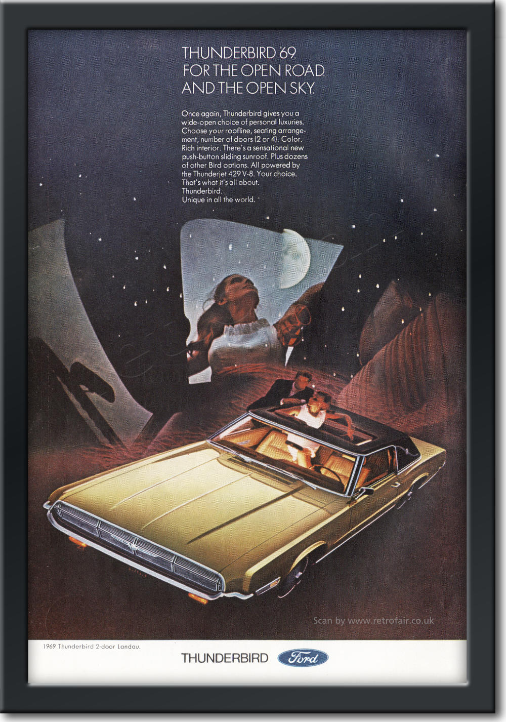 1969 Ford Thunderbird - framed preview vintage ad