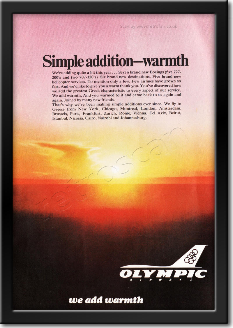 1969 Olympic Airways  - framed preview retro