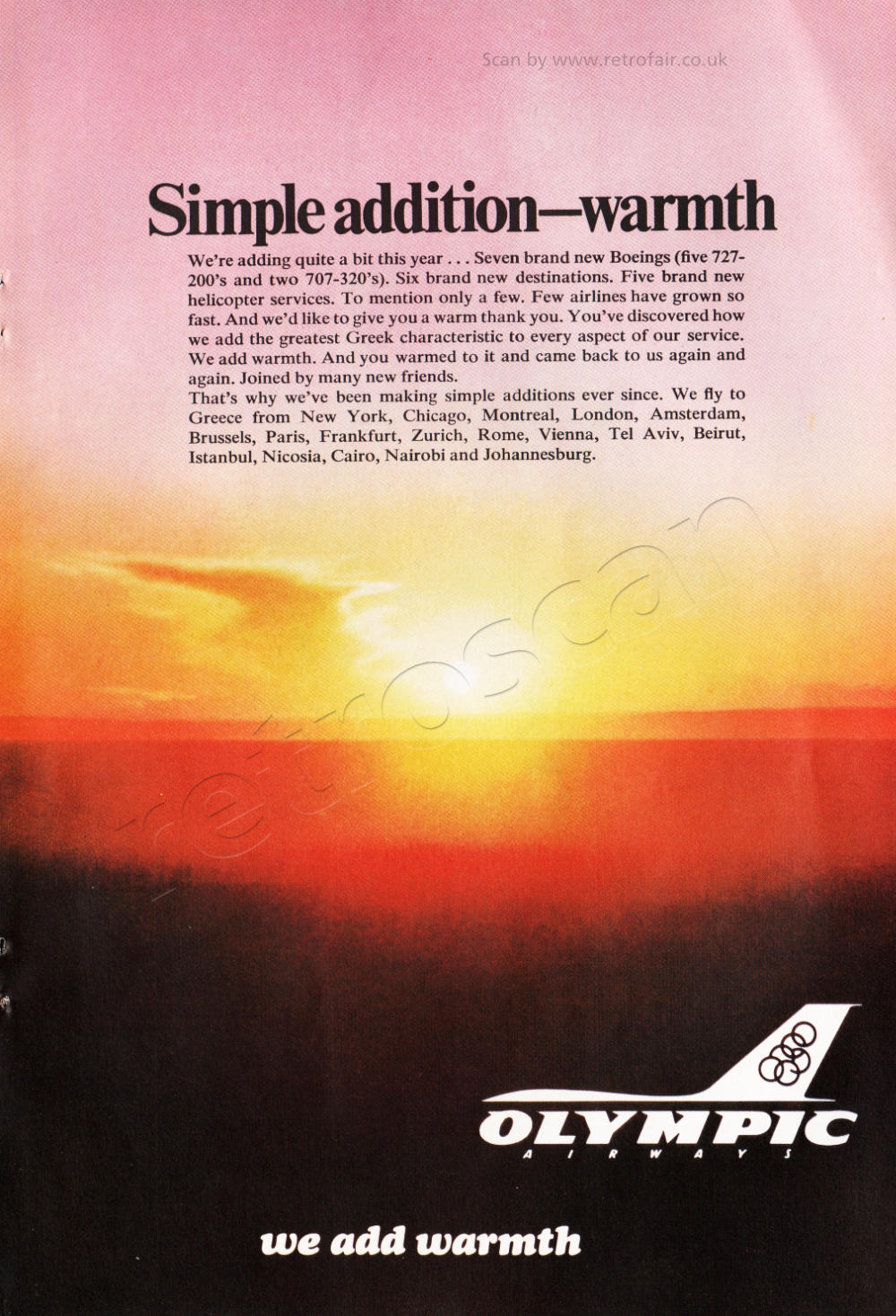 1969 Olympic Airways  - unframed vintage ad
