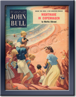 July 1954 John Bull Family beach day- framed vintage magazine cover