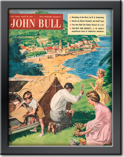 1955 April John Bull Vintage Magazine family camping vacation  - framed example