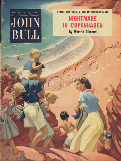 1954 July 03 John Bull Family on the beach - unframed vintage magazine cover