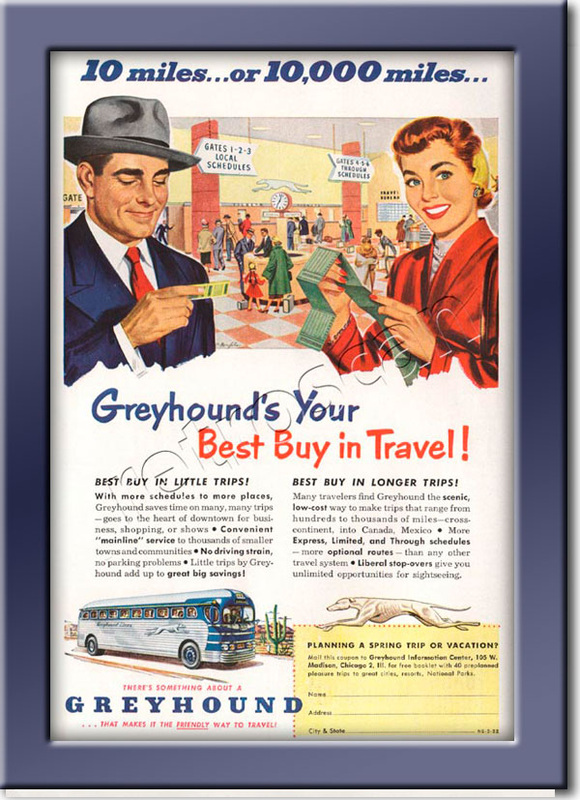 1952 vintage Greyhound Buses ad