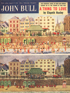 August 1954 John Bull Vintage Magazine cover Seaside Beach Resort sun and rain