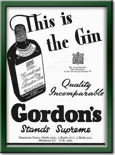 1953 Gordon's Gin - framed preview vintage ad