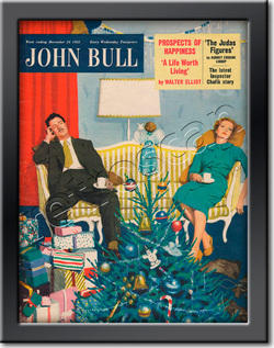 1952 December John Bull Vintage Magazine Christmas day snooze - framed example
