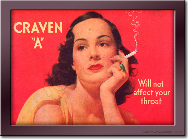 1939 Craven A Cigarettes - framed preview vintage ad