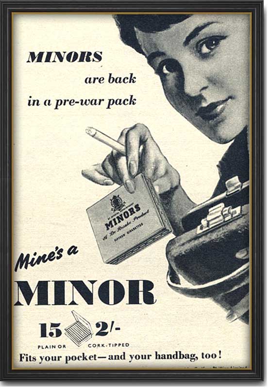 1953 vintage Minors Cigarettes advert