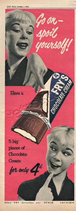 1955 vintage Fry's Chocolate Cream advert