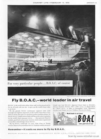 1958 BOAC (British Overseas Airways Corporation) Vintage Ad