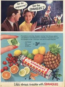 1955 Fruit Spangles (Circus) - vintage ad