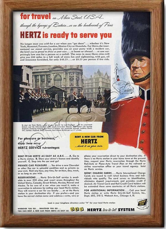 1952 Herz Car Rentals London  - framed preview