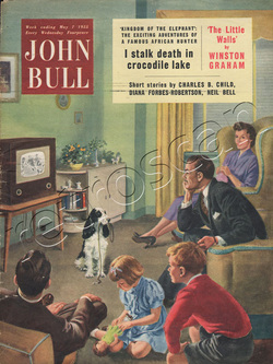 1955 May John Bull Vintage Magazine family watching TV  - unframed