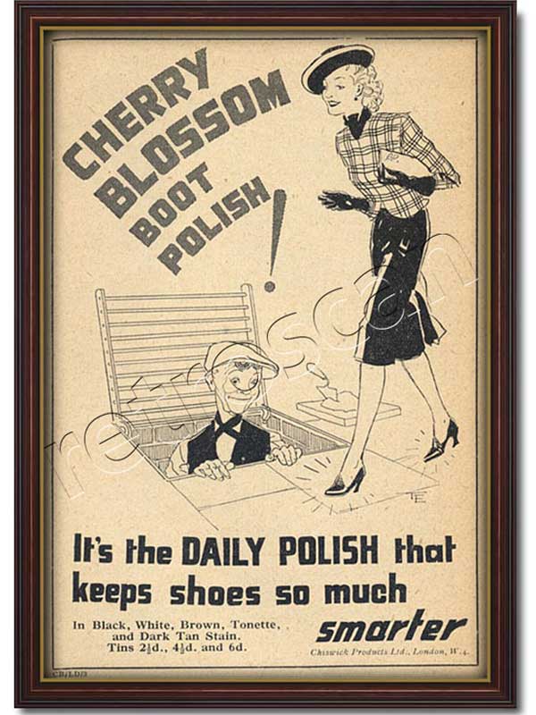 vintage 1939 Cherry Blossom Boot Polish  advert