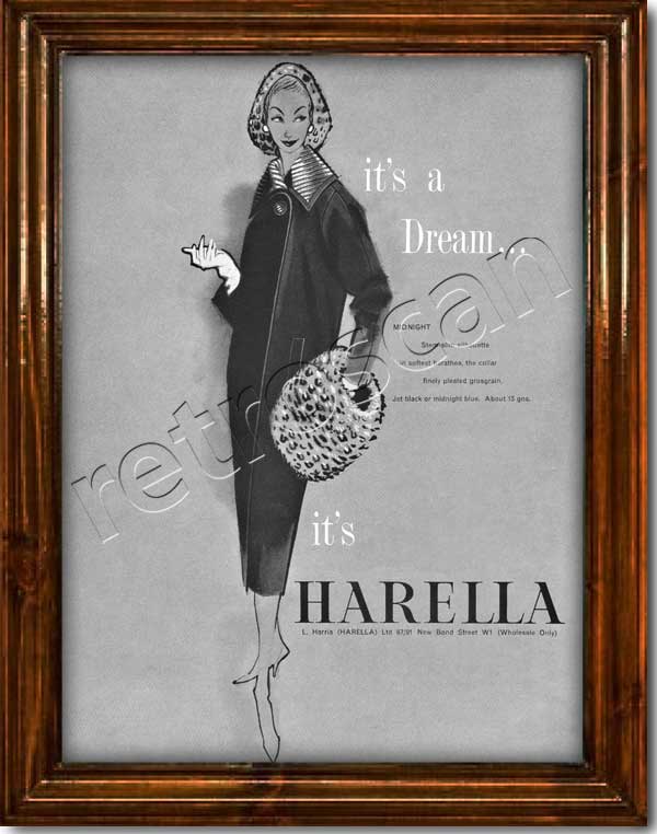 1958 vintage Harella Fashions ad