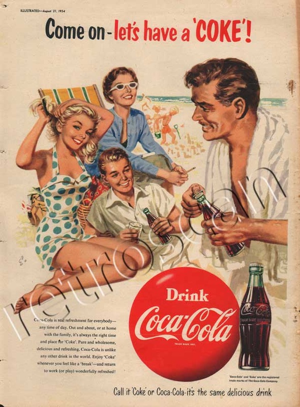 1954 Vintage Coca Cola Ad - unframed
