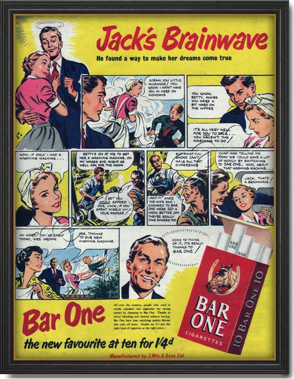 1952 Bar One Cigarettes  - framed preview