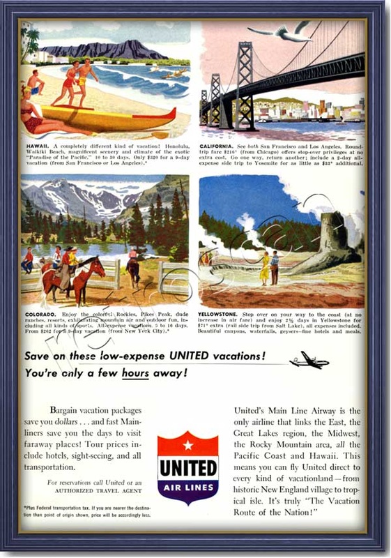 1950 retro United Airlines  advert