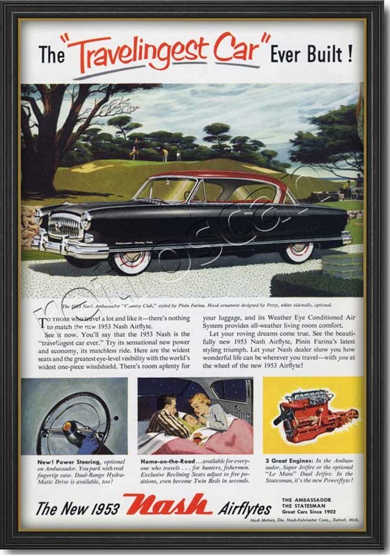 1953 vintage Nash Airflytes Ambassador advert