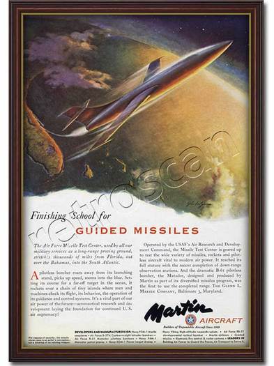 1951 vintage Martin Aircraft Vintage Ad Space Rocket