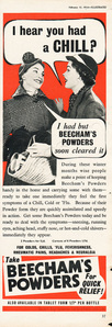 1954 Beecham's Powders - unframed vintage ad