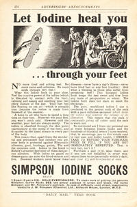 1936 Simpson Iodine Socks - unframed vintage ad