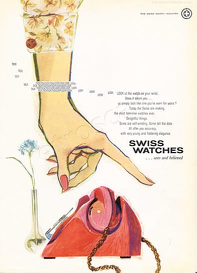  1960 Swiss Watches - unframed vintage ad