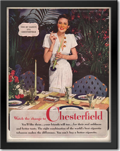 1944 Chesterfield Cigarettes - framed preview retro