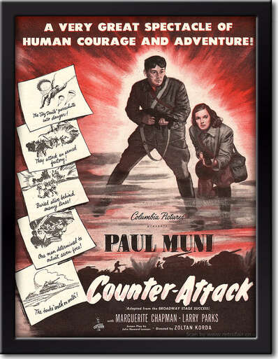 1945 Counter-Attack Movie Promotion - framed preview retro