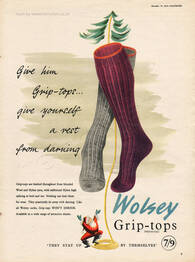 1953 Wolsey Grip-Tops unframed vintage ad