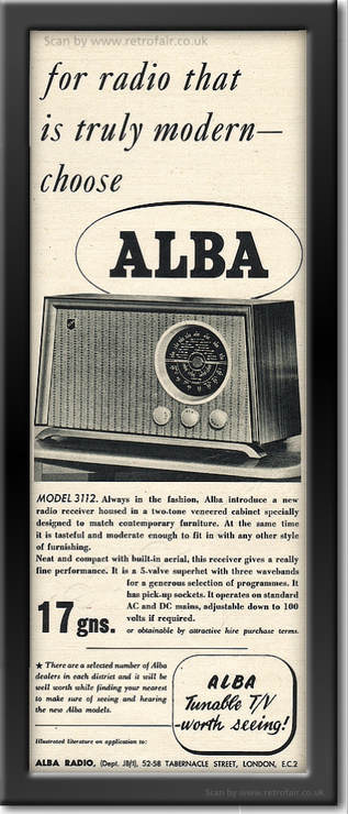 1954 Alba Radios - framed preview vintage ad