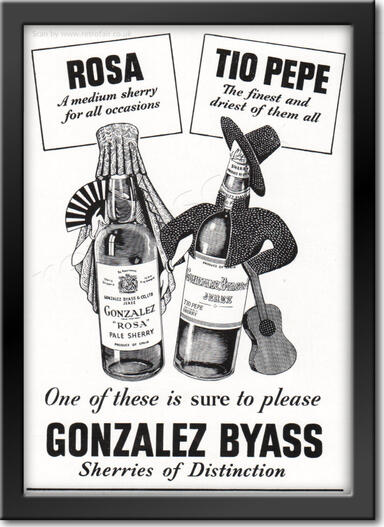 1954 Gonzalez Byass Sherry - framed preview vintage ad