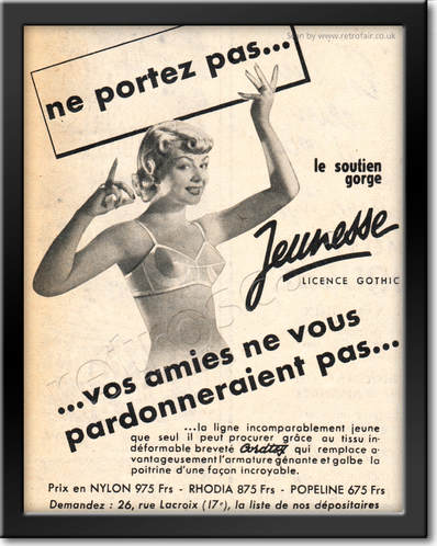 1954 Jeunesse Lingerie - framed preview vintage ad