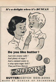 1954 Merrols Butterscotch Bon-Bons - vintage magazine ad
