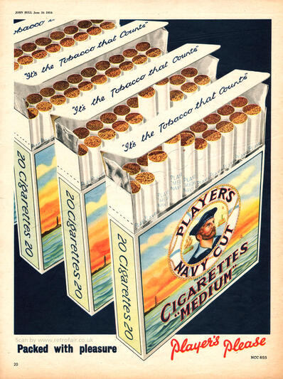 1954 Player's Cigarettes - unframed vintage ad