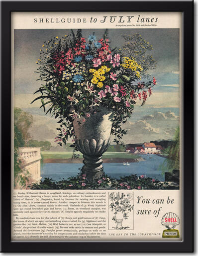 1954 Shell Guide To Lanes - July - framed preview vintage ad