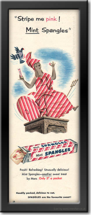 1954 Mint Spangles - framed preview vintage ad