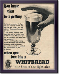 1954 Whitbread Light Ale - framed preview vintage ad