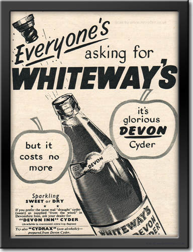 1954 Whiteway's Devon Cyder - framed preview vintage ad