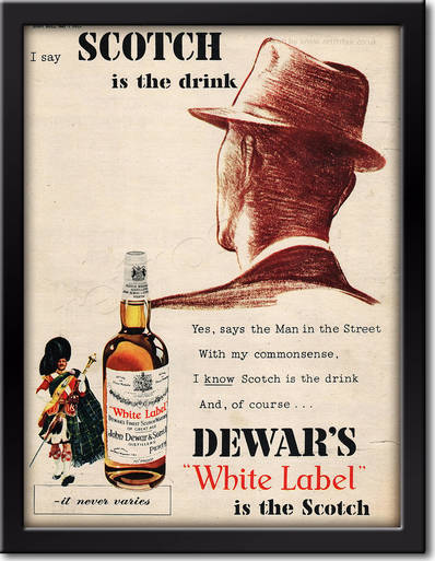 1955 Dewar's White Label - framed preview retro