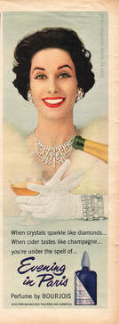 1958 Bourjois Perfume - unframed vintage ad